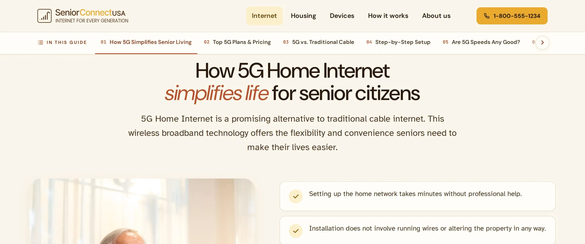 The sticky “In this guide” contents bar pinned to the top of a long provider page as the reader scrolls