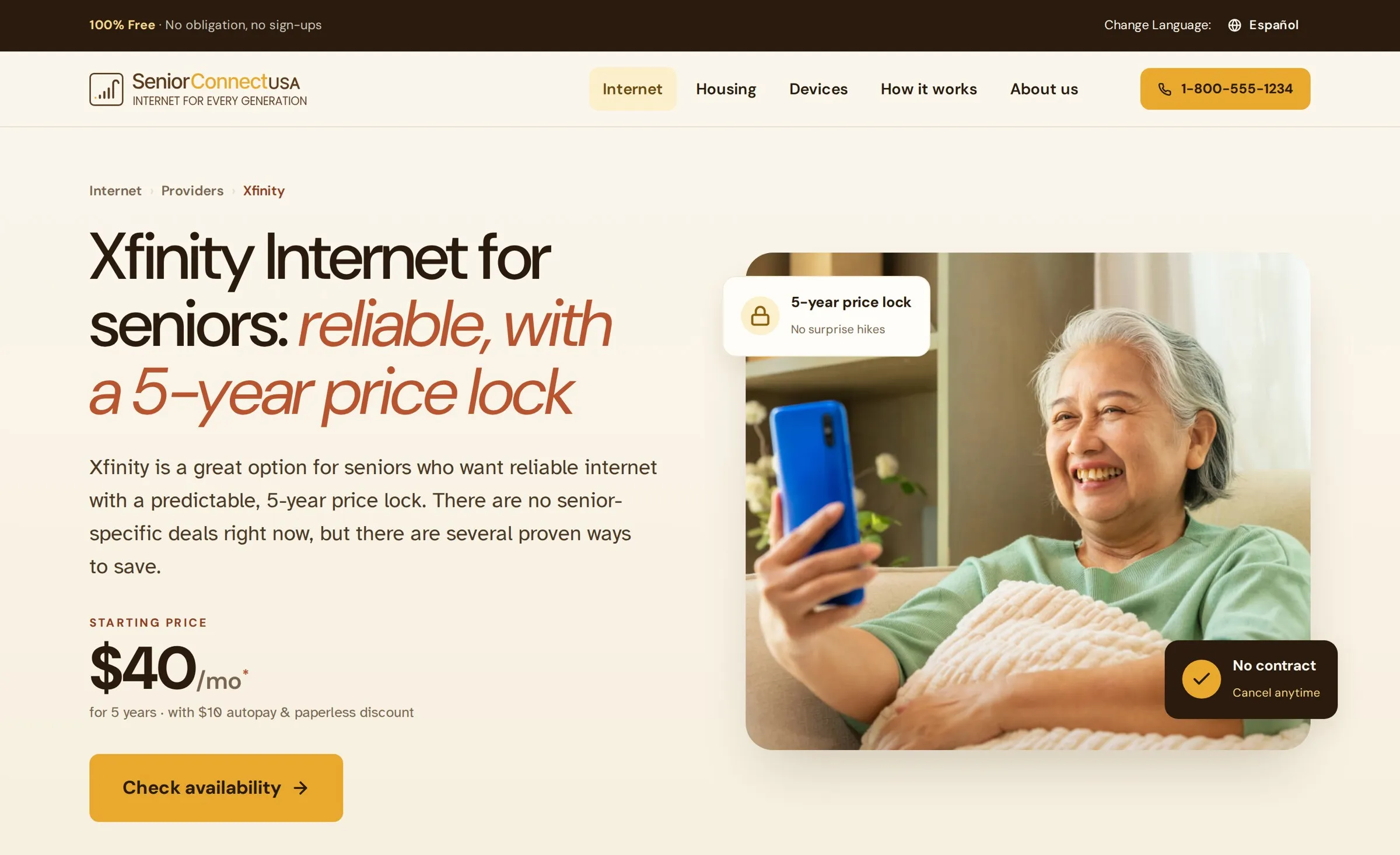 A provider page assembled from the system — the headline carries the offer, the price stays typographic