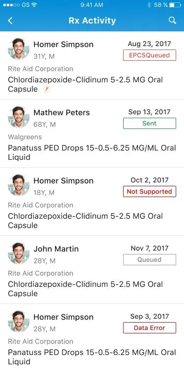 Rx Activity — explicit EPCS order states